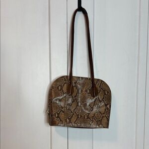 Vintage Due Fratelli Brown Python Snake Print Leather Bag Made in Canada